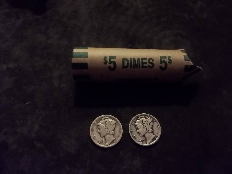 Full Roll Of Mercury Dimes 1930s & 1940s