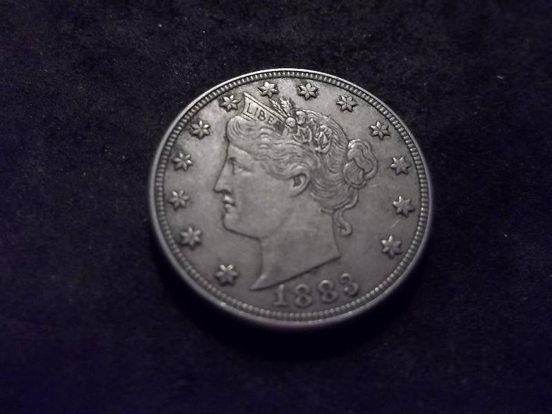 1883 V-Nickel With No Cents In High AU Condition