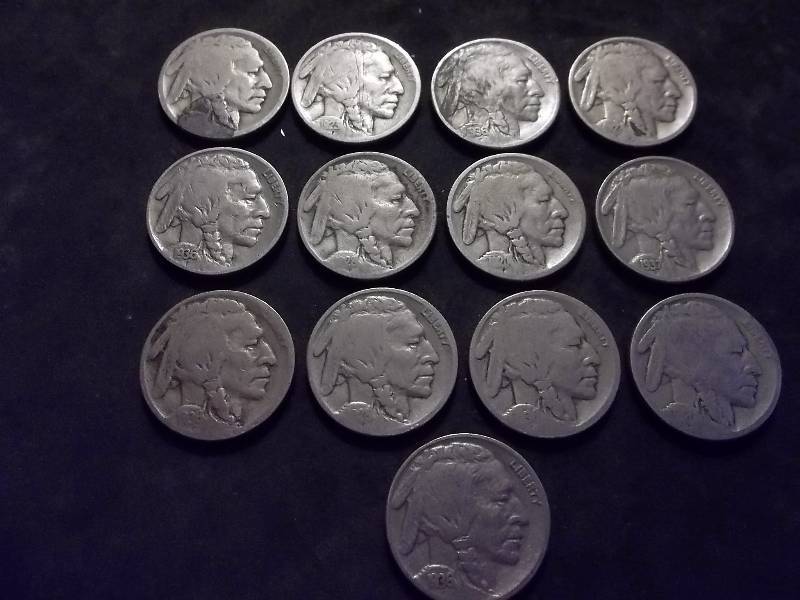 13 Buffalo Nickels 1920s & 1930s