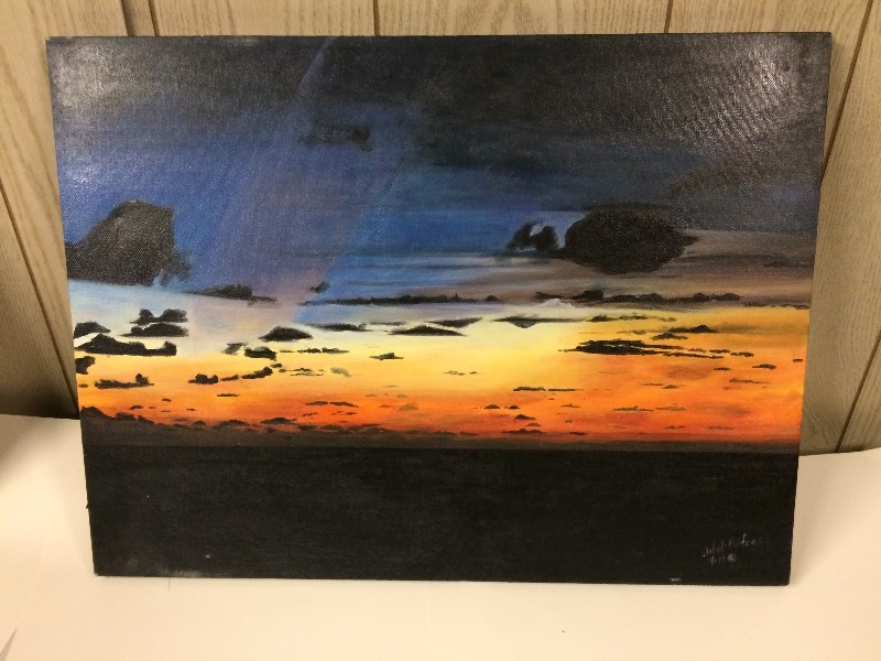 lot 54 image: 3 Sunset Paintings Acrylic