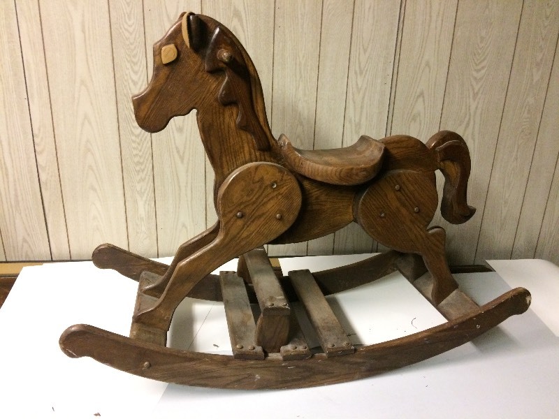 lot 50 image: Large Vintage Wood Rocking Horse