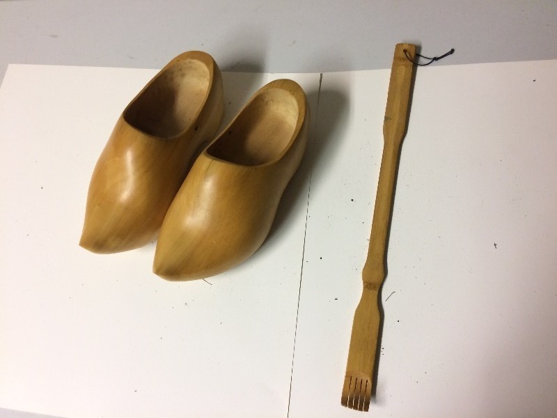 lot 66 image: Wooden Shoes & Backscratcher
