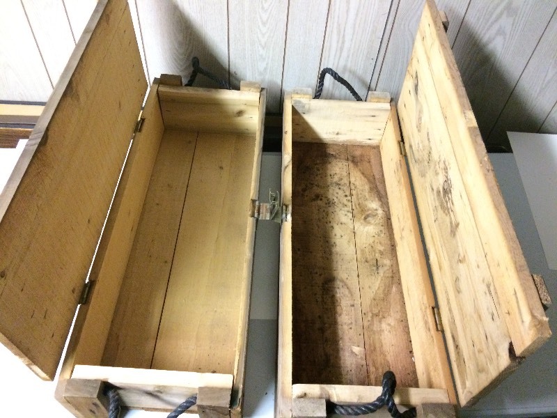 lot 56 image: 2 Vintage Wooded Crates with hinged tops
