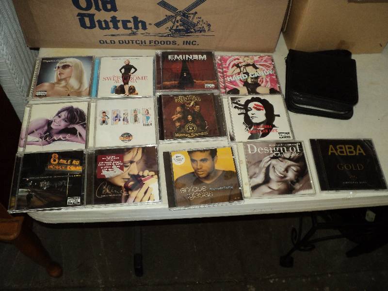 box of CDs and CD holder...
