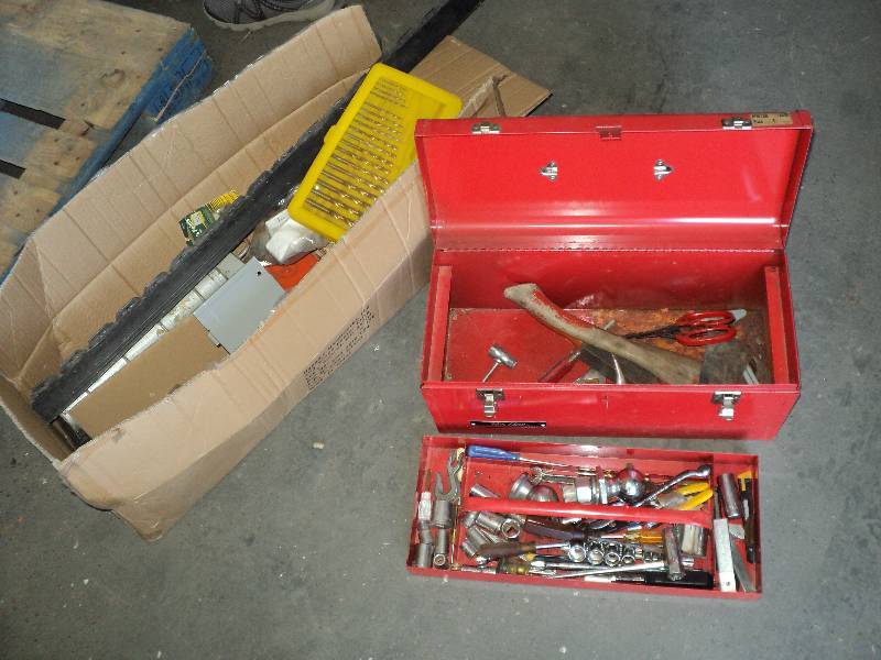 metal tool box and misc,...