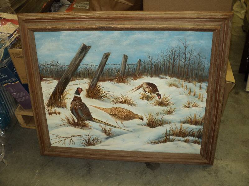 ccanvas pheasent picture signed Bls...
