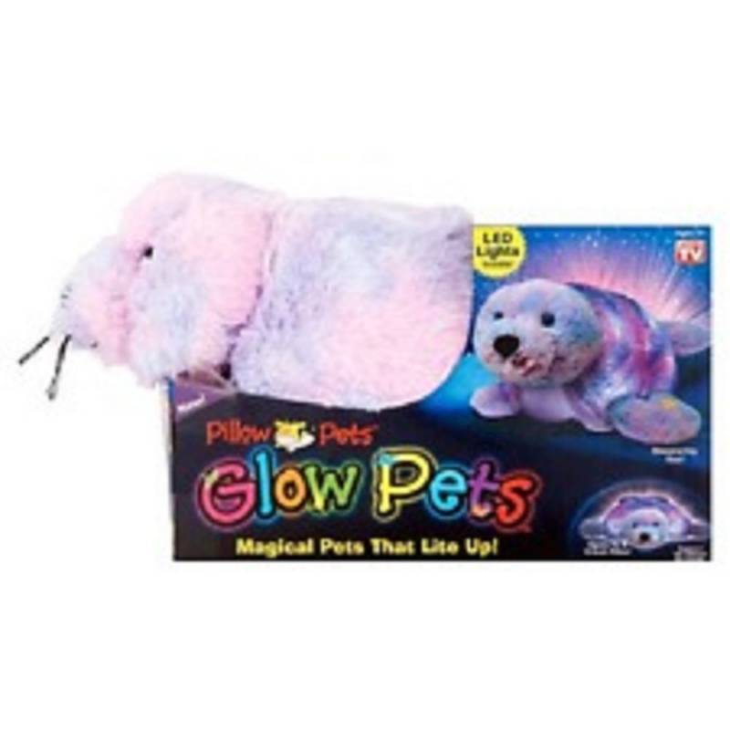 New Pillow Pets Glow Pets Shimmering Seal 15in Flat 20 Led