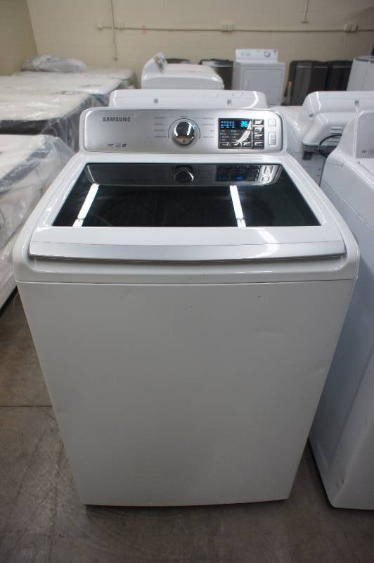 lot 1 image: Scratch and Dent - Samsung Model # (WA45H7000AW) Top-Loading Washer - 4.5 cu ft - White Color - Tested Works - MSRP $899.99