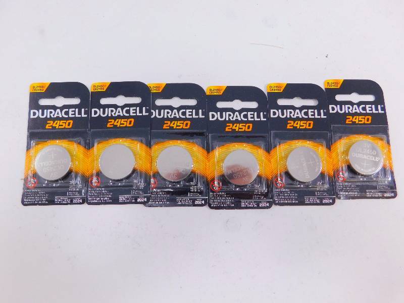 lot 59 image: Lot of 6 New Duracell 2450 Coin Button Lithium Batteries