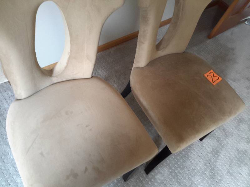 2 brushed cotton upholstered side chairs