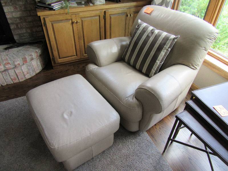 Italian Leather Chair and Ottoman