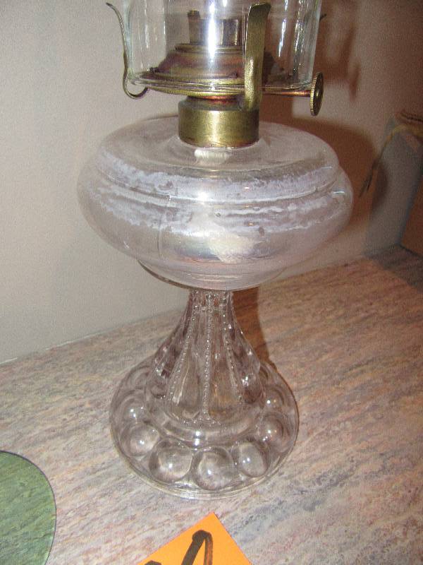 ANTIQUE, kerosene lamp tall glass candle holder