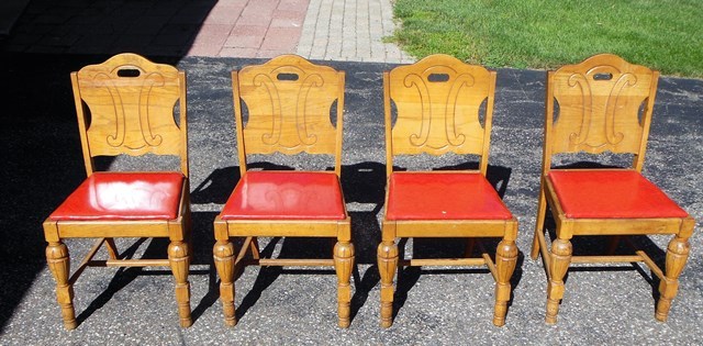 lot 52 image: Four Solid Wood Vintage Chairs