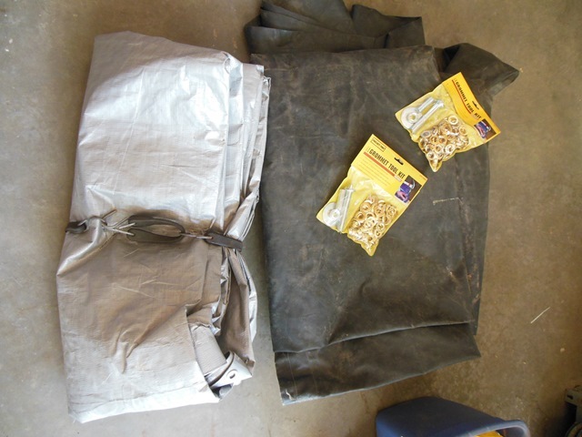 lot 153 image: Assorted Tarps and 2 12 Grommet Tool Kits