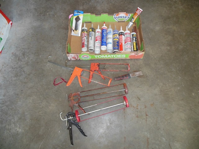 lot 165 image: Assorted Caulking Guns, Caulking, and Adhesives