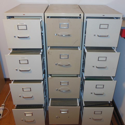 lot 321 image: 3 Letter Sized File Cabinets Loaded with Empty Hanging Files, Ready to Fill