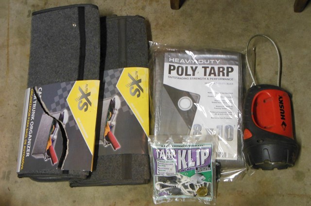lot 261 image: Heavy-Duty Poly Tarp, 2 New Upgraded Trunk Organizers and More