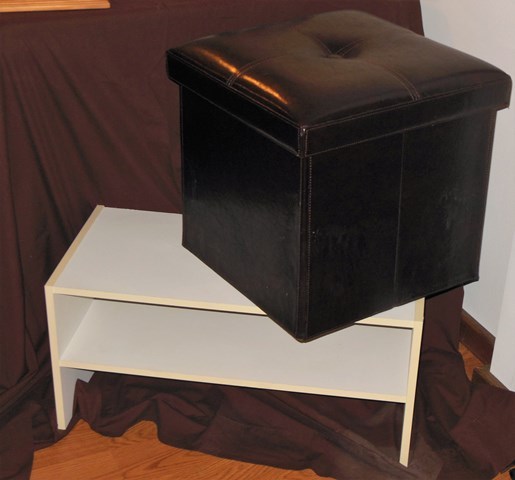 lot 262 image: Dark Brown Storage Cube and White Shelf