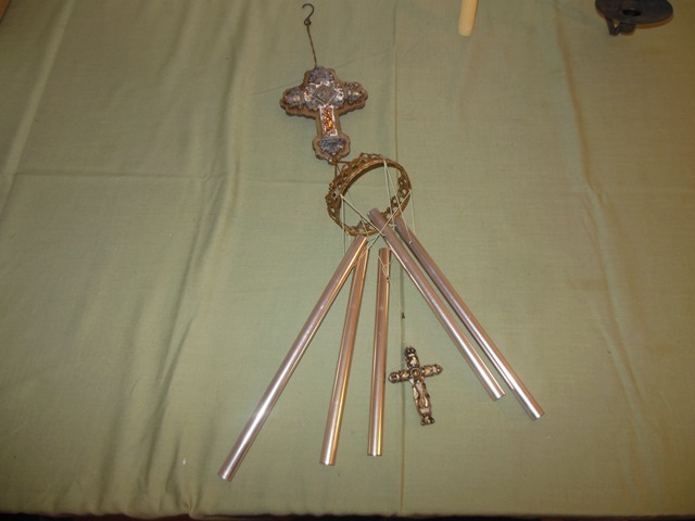 lot 264 image: Metal Cross and Wind Chimes