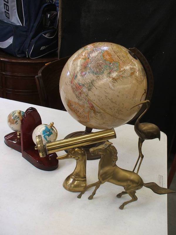 lot 241 image: GLOBES AND BRASS FIGURINES
