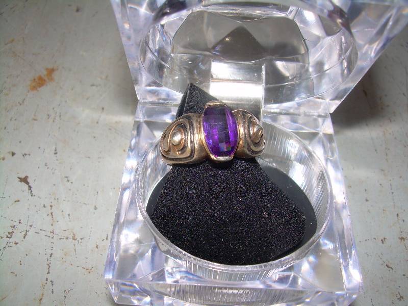 STERLING SILVER RING WITH PURPLE STONE