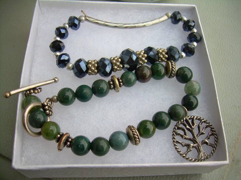 STERLING AND ONYX CRYSTAL BRACELETS