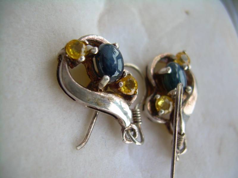 STERLING AND WITH BLACK STONE EARINGS