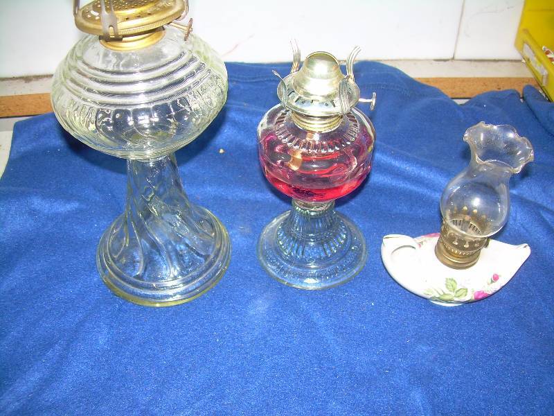 3 VINTAGE GLASS LAMP BOTTOMS