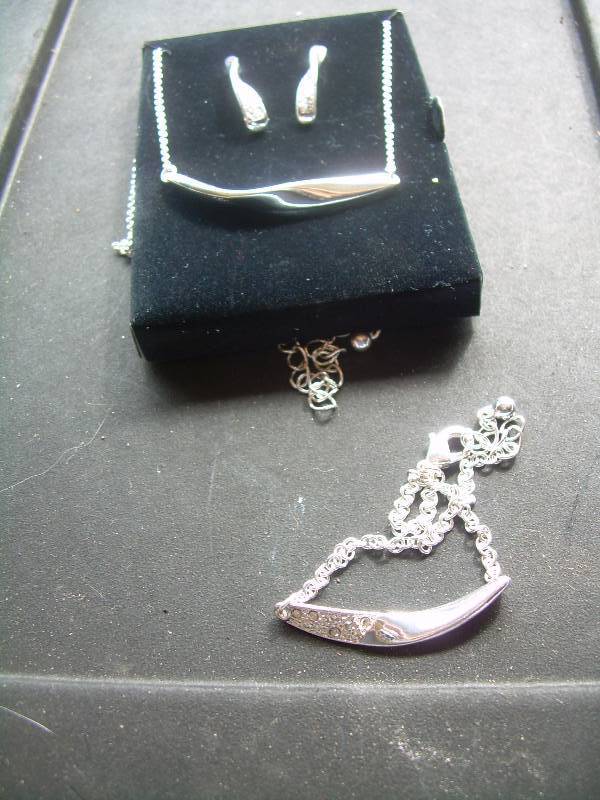 SILVER NECKLACE , BRACELET AND EARINGS