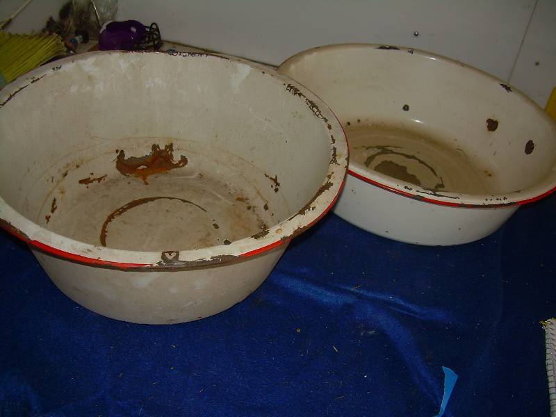 2 ANTIQUE METAL BASINS