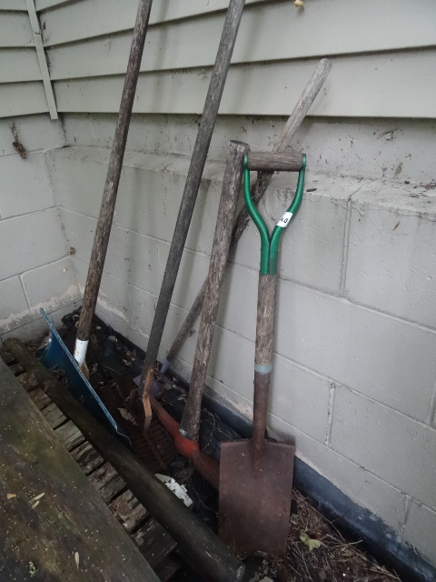 lot 240 image: Shovel. Hoe. Snow shovel. Rake and ...
