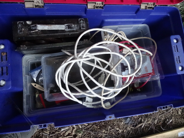 lot 241 image: Large bin with electrical and more...