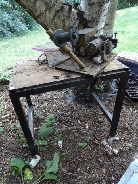 lot 245 image: Metal framed table with Hobart 27 w...