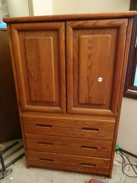 lot 49 image: Wood Armoire, 3 Drawers And 2 Doors