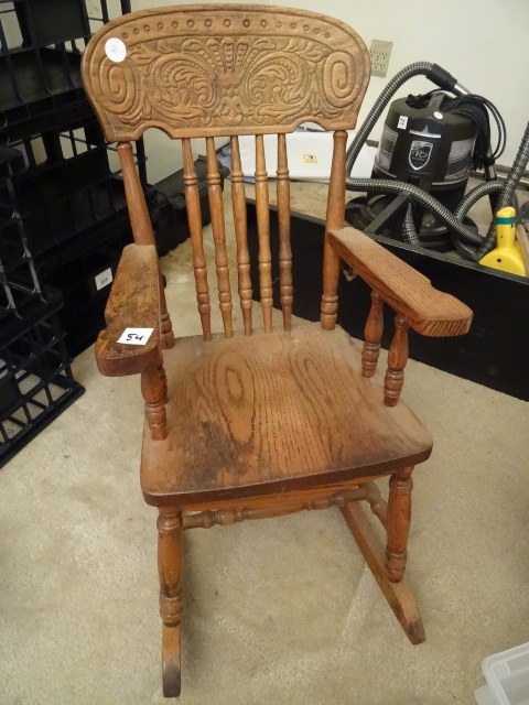 lot 54 image: Wood Kids Rocking Chair