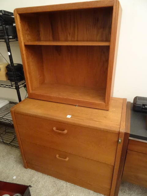 lot 117 image: 2 Drawer Wood Lateral File With Hutch