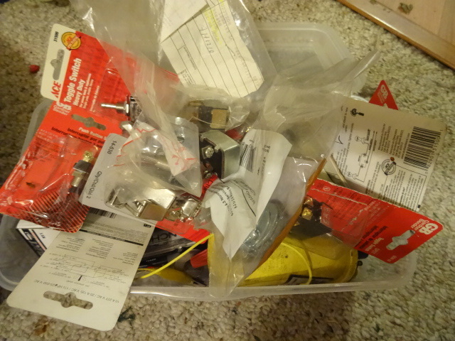 lot 128 image: Bin Of Misc Electrical And New Switches