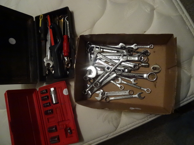 lot 200 image: Box Of Wrenches and Misc Tools