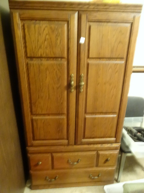 lot 227 image: Wood Armoire, 2 Doors On Top.