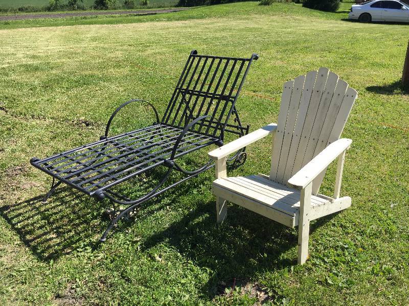 lot 11 image: Iron Chaise Lounge Chair & Adirondack Chair