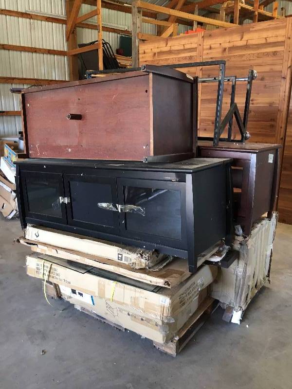 lot 55 image: Pallet of Entertainment Center and Stands