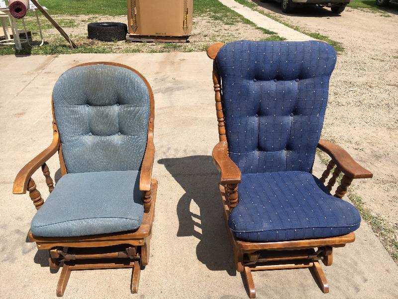 lot 112 image: Pair of Wooden Glider Chairs