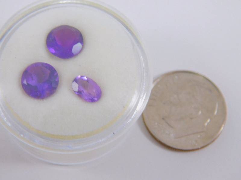 (3) Amethyst Gemstones 2.96 ct