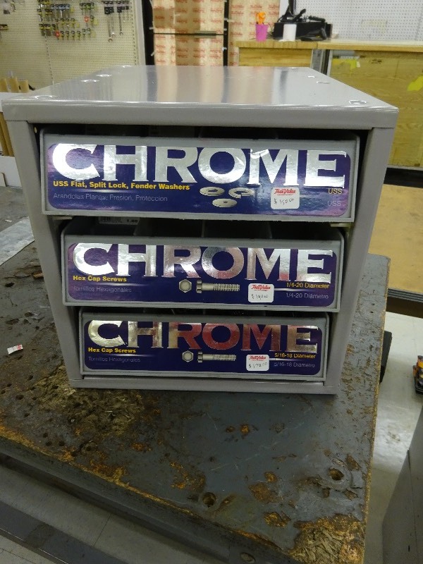 Chrome USS Flat, split lock, fender washers