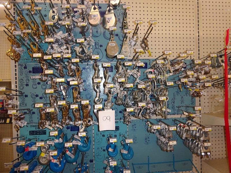 Eye chain, hooks, variety snaps, variety hooks