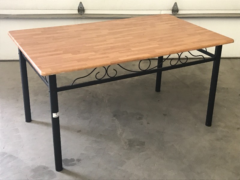 lot 9 image: 3x6 Tube-Steel Framed Dining Tabl...