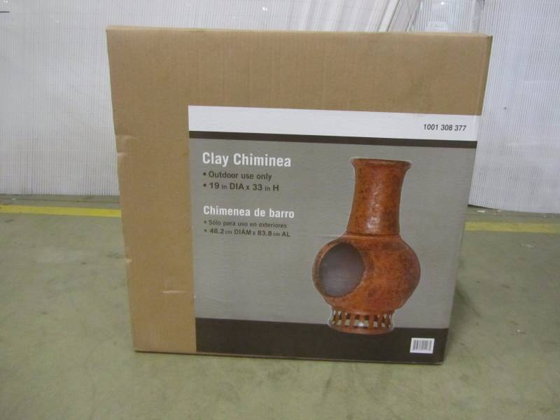 lot 21 image: 19 in. Clay Chiminea