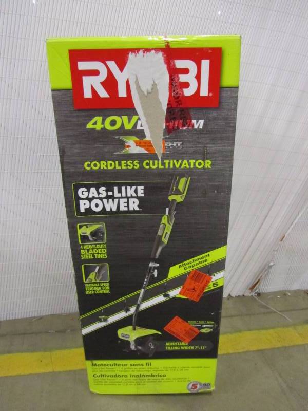 lot 28 image: Ryobi 10 in. 40-Volt X Lithium-Ion Cordless Attachment Capable Cultivator
