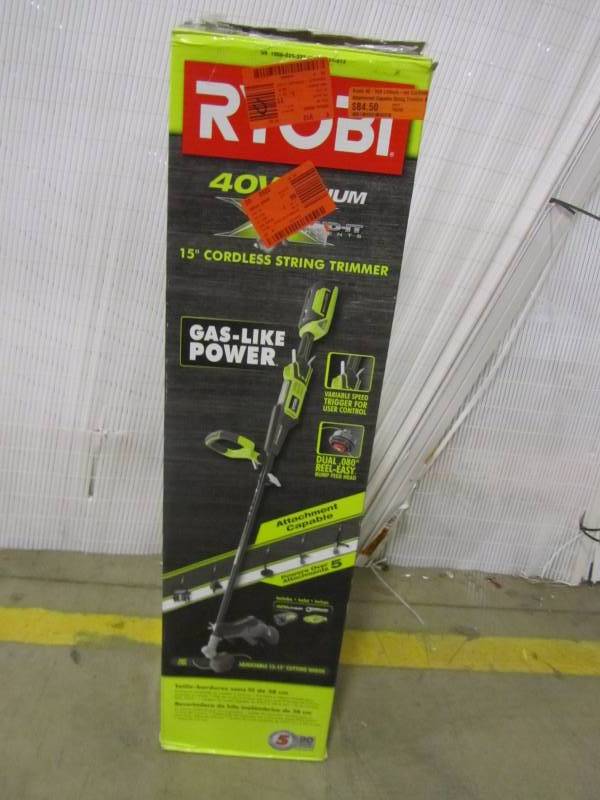 lot 30 image: Ryobi 40-Volt Lithium-Ion Cordless Attachment Capable String Trimmer RY40220