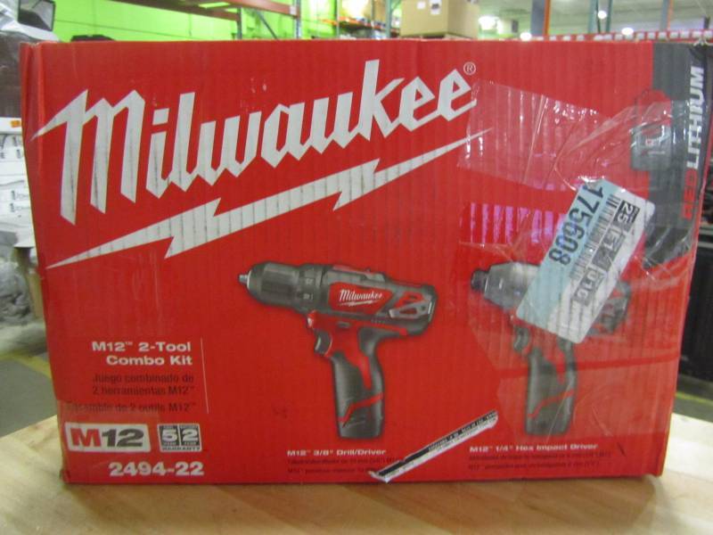 lot 77 image: Milwaukee M12 12-Volt Lithium-Ion Cordless Drill DriverImpact Driver Combo Kit (2-Tool)